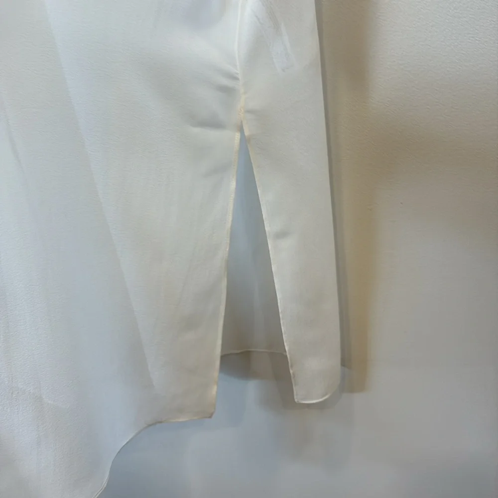 Eileen Fisher Sheer Silk Georgette High Collar Jacket in color Ivory - Picture 10 of 12